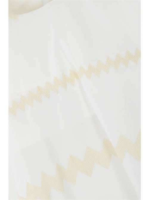 Abito con ricamo zig zag bianco/avena Liviana Conti | F5SK96ZIG-1